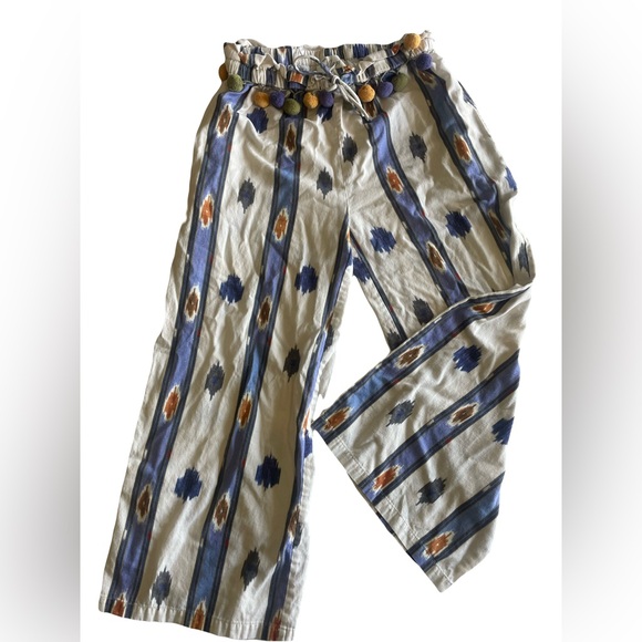 Ollari Anthropologie Wide Leg Pants with Pom Trim – Size Small - Picture 4 of 11